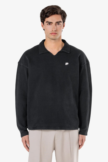 Beldon Collar Rib Longsleeve Vintage Black