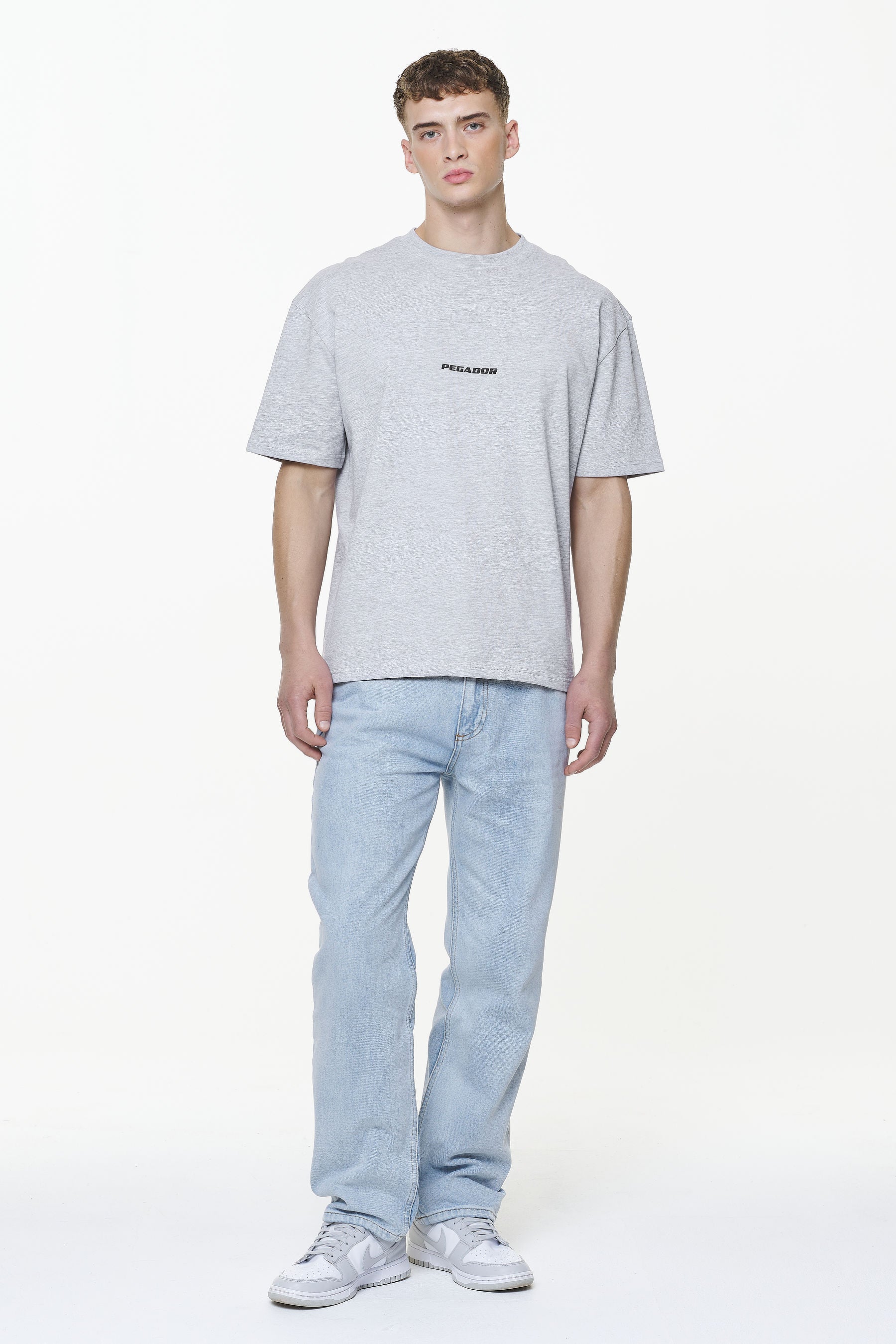Pegador Colne Logo Oversized Tee Grey Melange Ganzkörper Bild aus der Built to Last Kollektion für Herren
