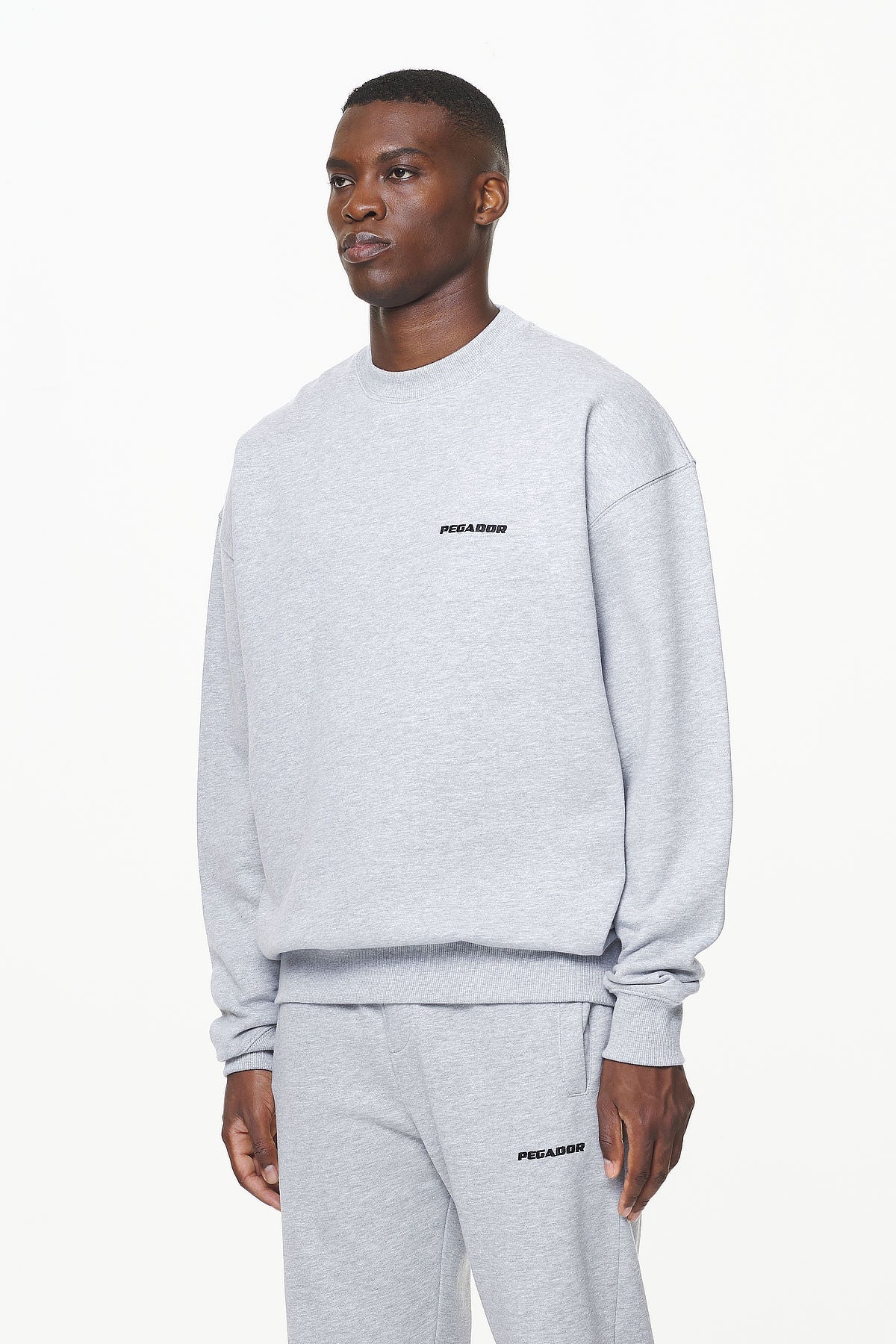 Pegador Logo Oversized Sweater Grey Melange Seitenansicht aus der Built to Last Kollektion für Herren