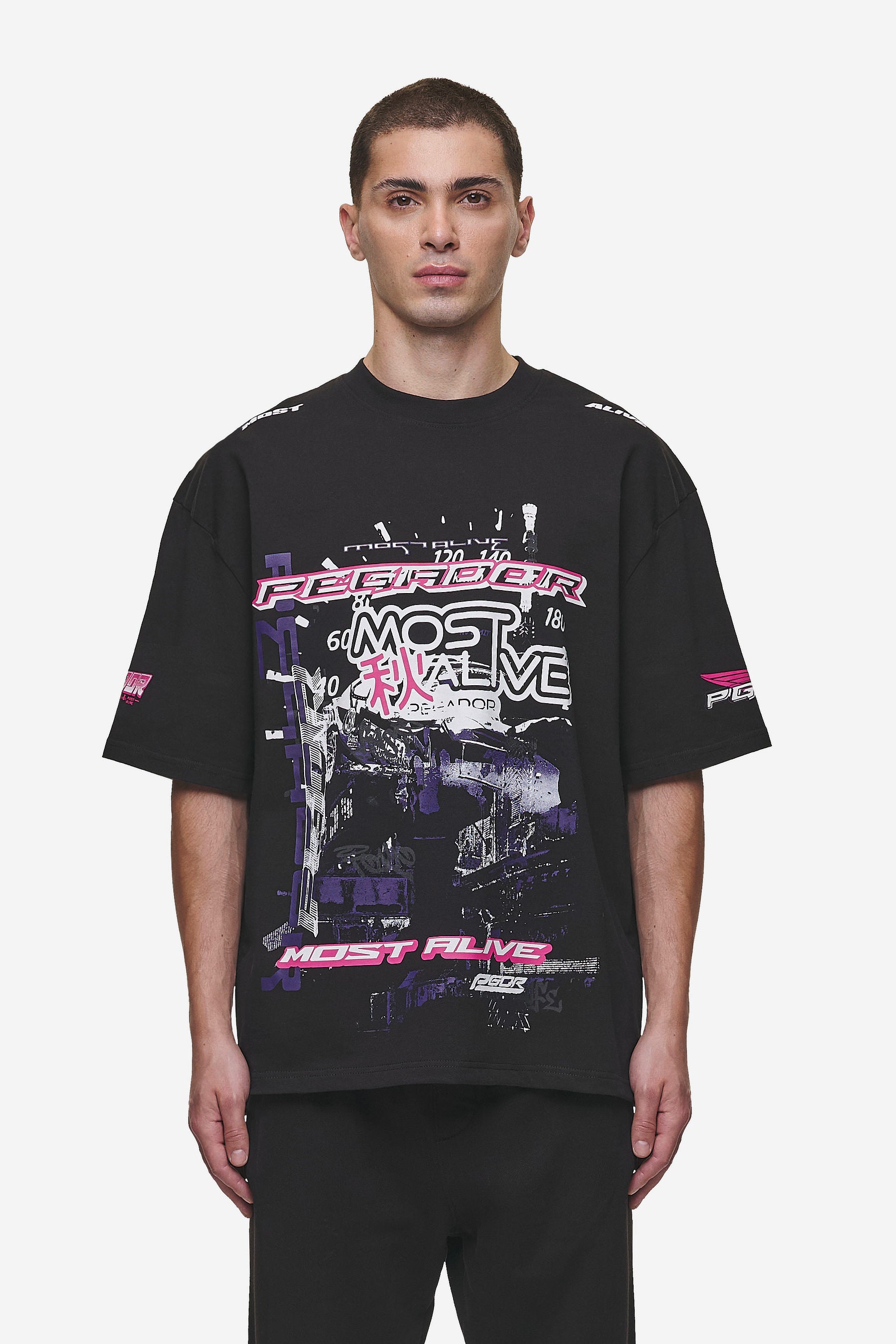Pegador Saxon Oversized Tee Washed Black Hauptansicht aus der Most Alive Kollektion für Herren