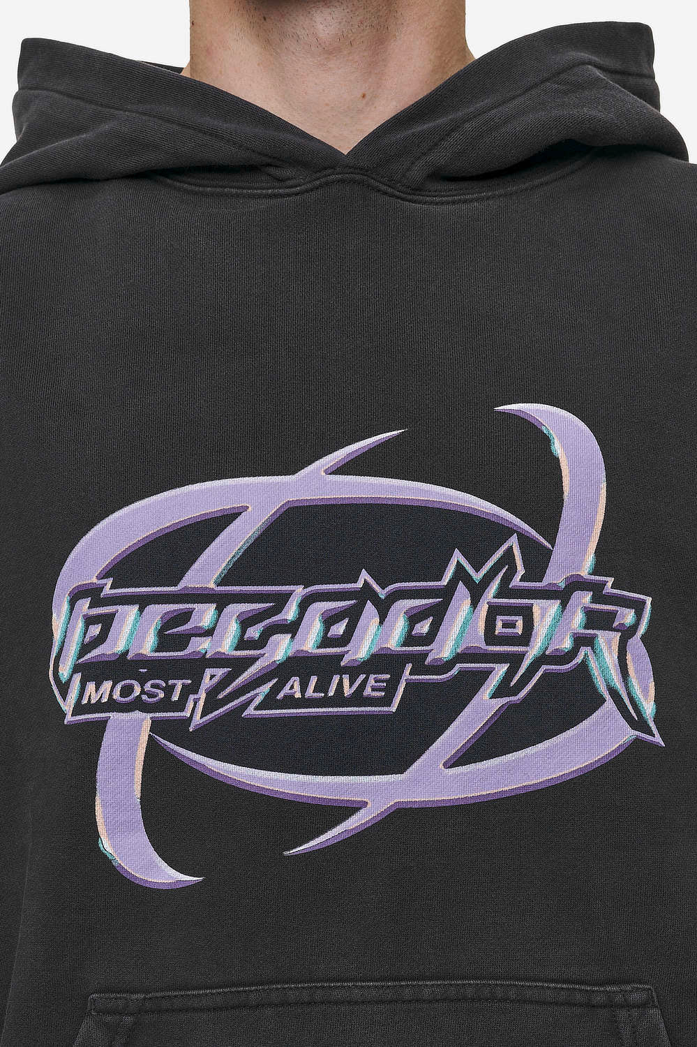 Pegador Mill Boxy Hoodie Vintage Black Detailshot aus der Most Alive Kollektion für Herren