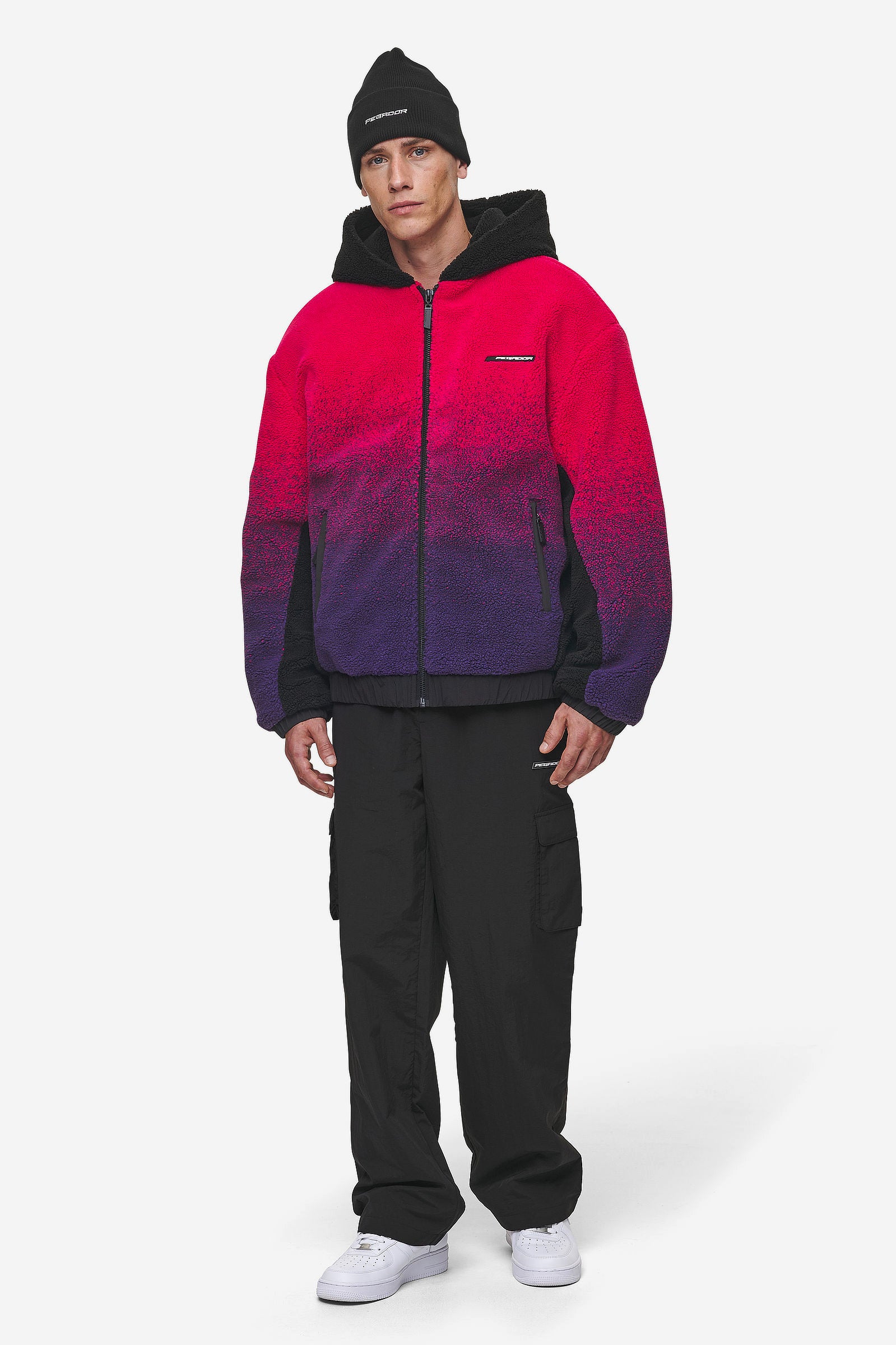 Pegador Absecon Teddy Jacket Virtual Pink Deep Purple Black Ganzkörper Bild aus der Most Alive Kollektion für Herren