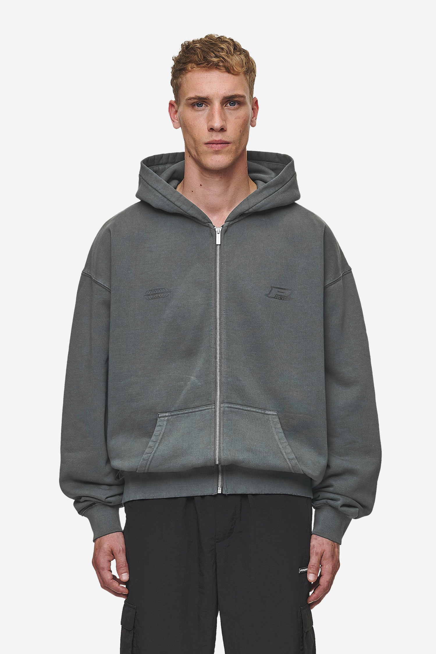 Pegador Lance Oversized Sweat Jacket Vintage Anthracite Seitenansicht aus der Most Alive Kollektion für Herren