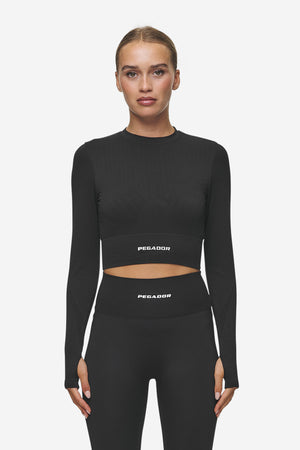 Pegador Telly Rib Longsleeve Washed Black Hauptansicht aus der Most Alive Kollektion für DaHerren