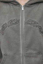 Pegador Julia Oversized Sweat Jacket Oil Dyed Deep Grey Detailshot aus der Most Alive Kollektion für DaHerren