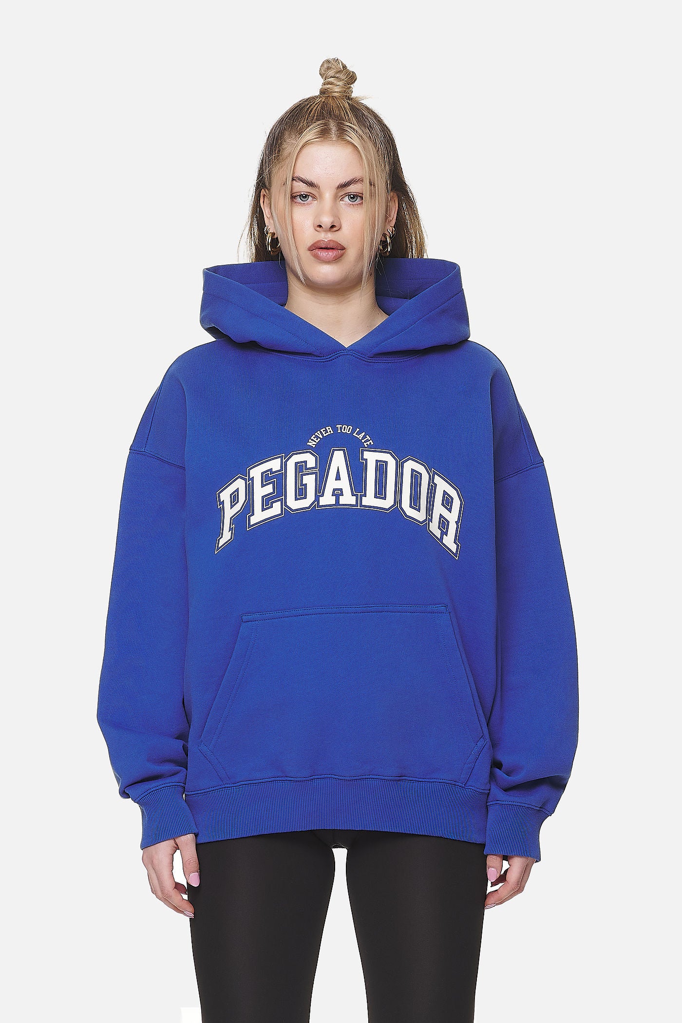 Pegador Wayruna Oversized Hoodie Washed True Blue Hauptansicht aus der Never Too Late Kollektion für DaHerren