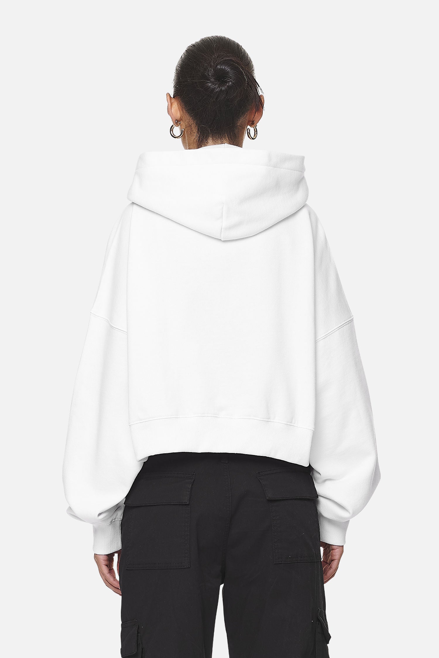 Pegador Marla Cropped Zip Hoodie White Black Gum Gegenansicht aus der Never Too Late Kollektion für DaHerren