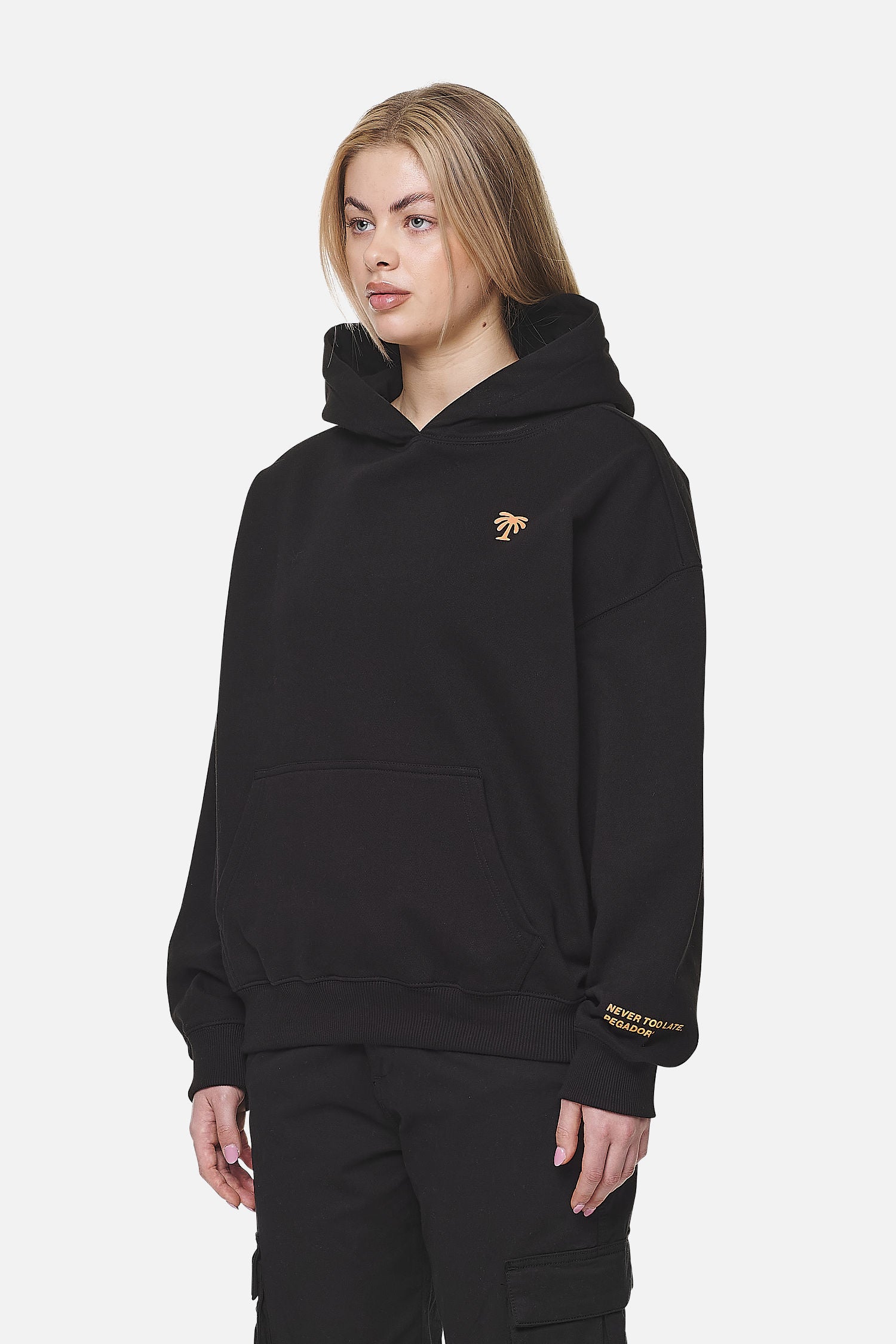 Pegador Palmyra Oversized Hoodie Black Gegenansicht aus der Never Too Late Kollektion für DaHerren