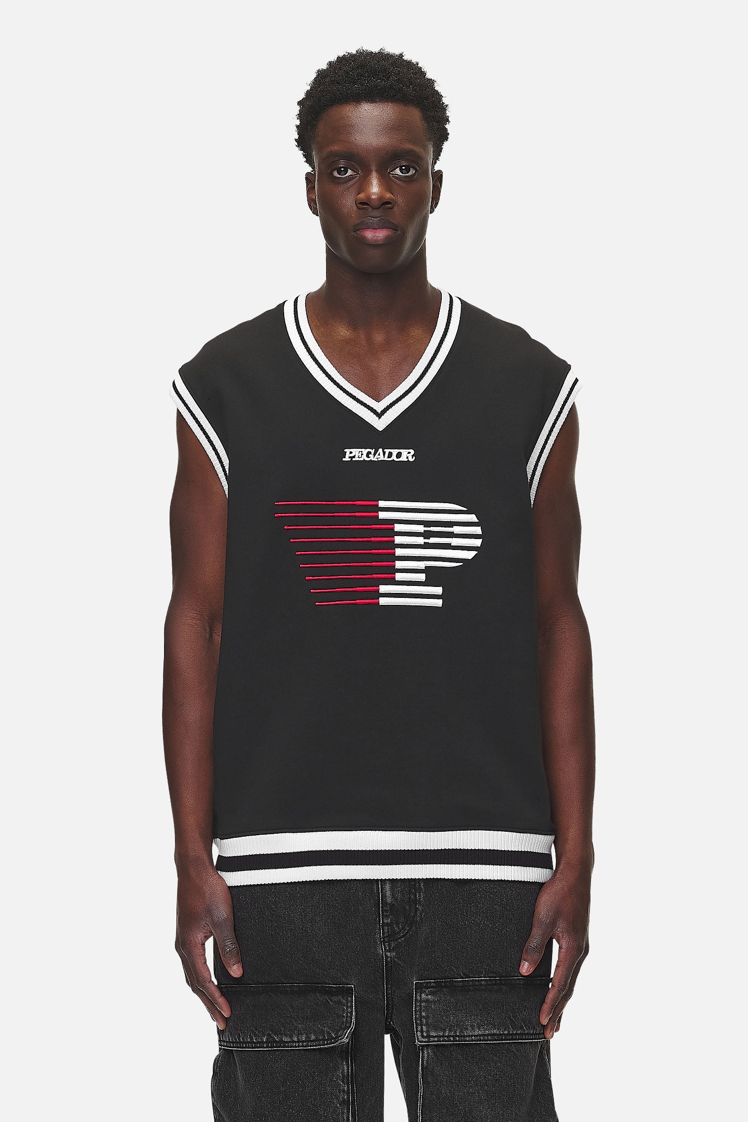 Pegador Marcy Oversized Sweat Vest Washed Black Hauptansicht aus der Never Too Late Kollektion für Herren