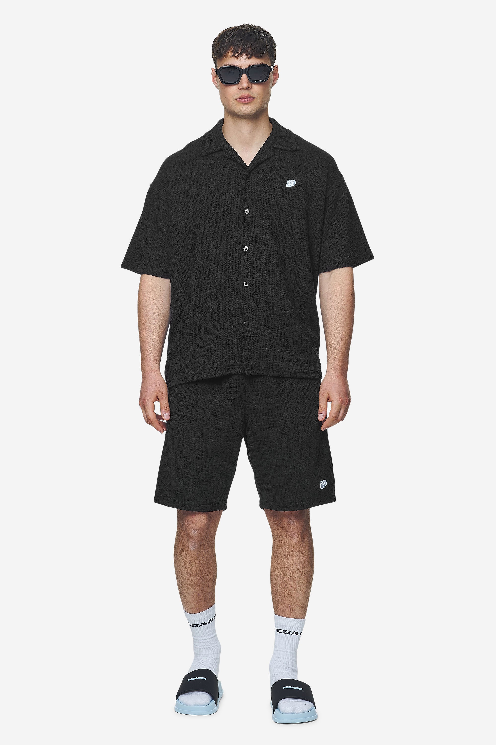 Pegador Libco Structured Knit Shirt Black Ganzkörper Bild aus der Next Wave Kollektion für Herren