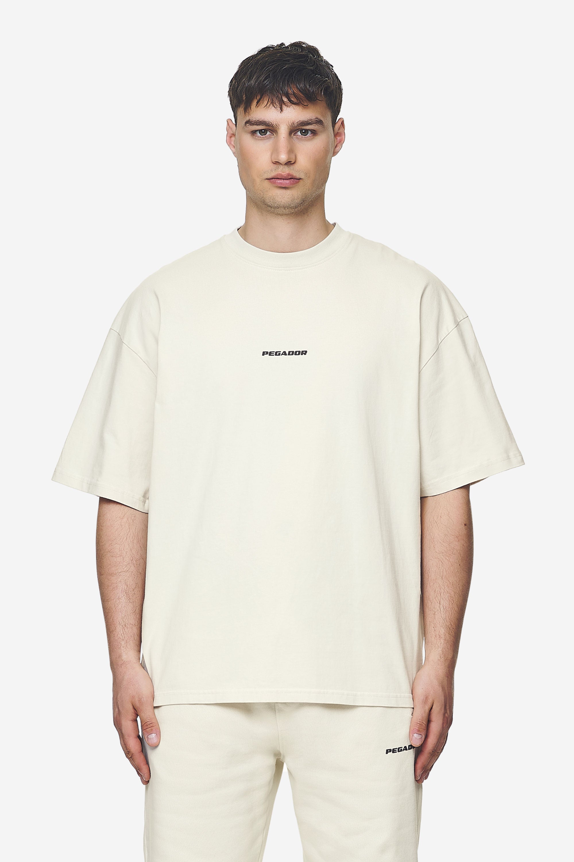 Pegador Logo Boxy Tee Washed Salty Cream Black Gum Hauptansicht aus der Next Wave Kollektion für Herren