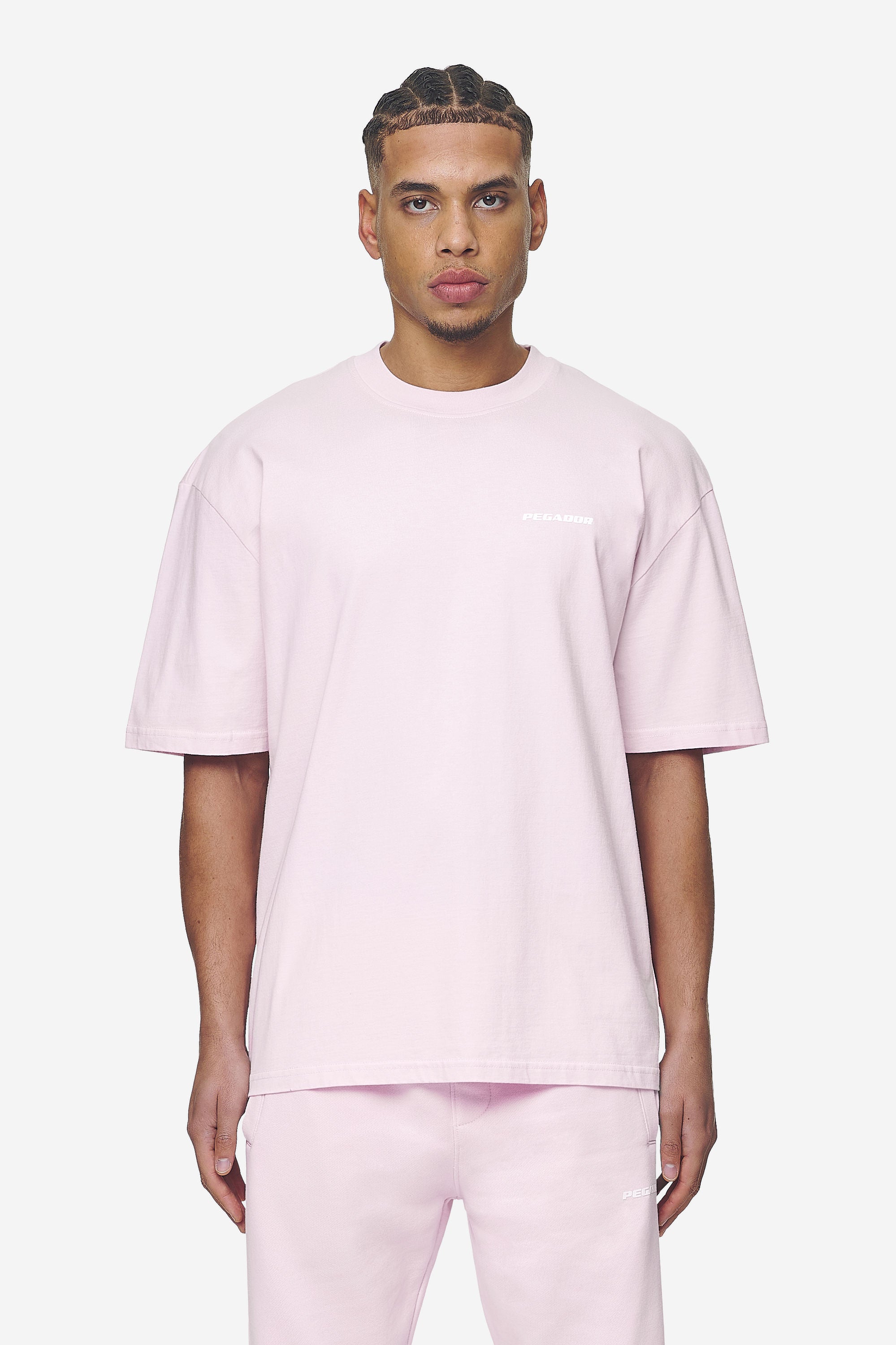 Pegador Logo Oversized Tee Washed Bubblegum White Gum Hauptansicht aus der Next Wave Kollektion für Herren
