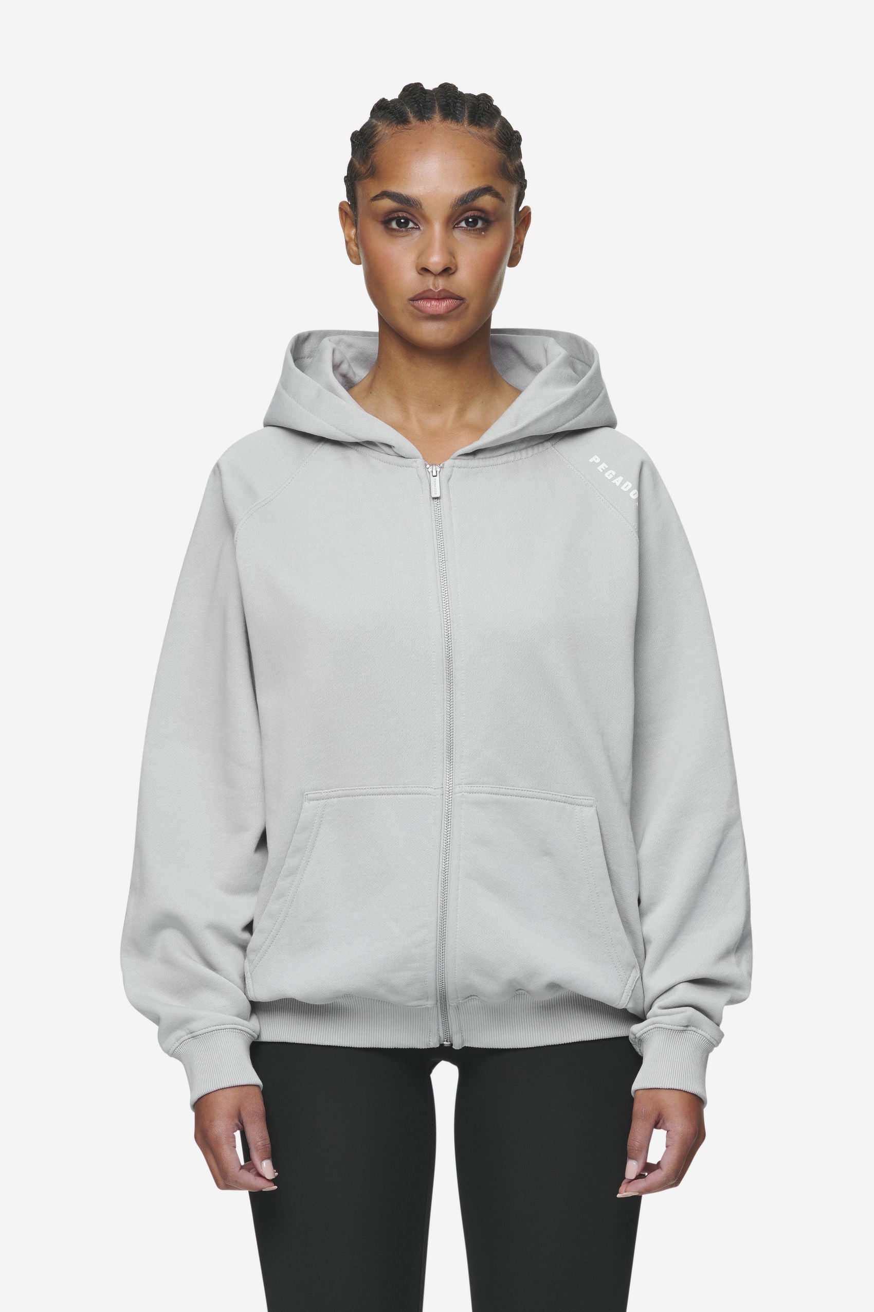 Pegador Gabi Oversized Sweat Jacket Washed Sky Grey Gegenansicht aus der Next Wave Kollektion für DaHerren