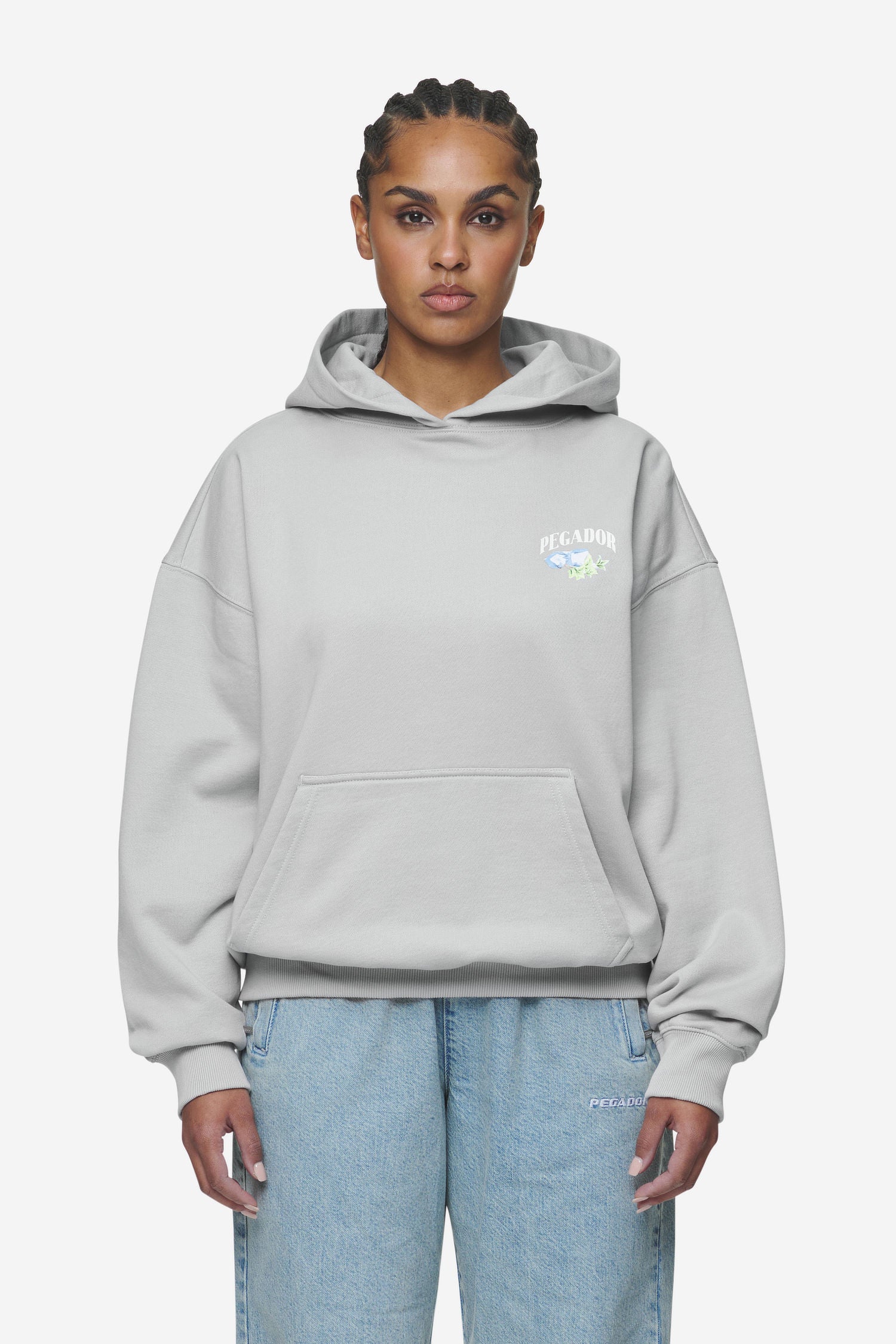 Pegador Lucia Oversized Hoodie Washed Sky Grey Gegenansicht aus der Next Wave Kollektion für DaHerren