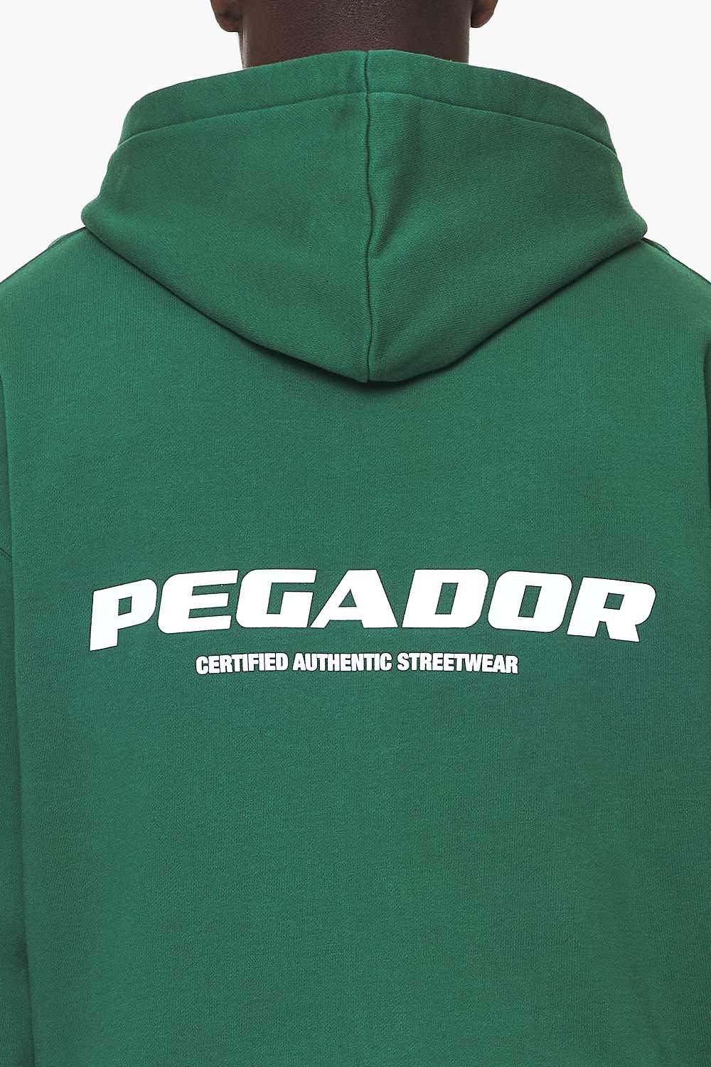 Pegador Colne Logo Oversized Sweat Jacket Vintage Washed British Green Gum Detailshot aus der Built to Last Kollektion für Herren