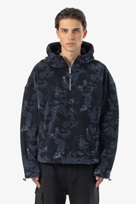Fall Teddy Halfzip Hoodie Black