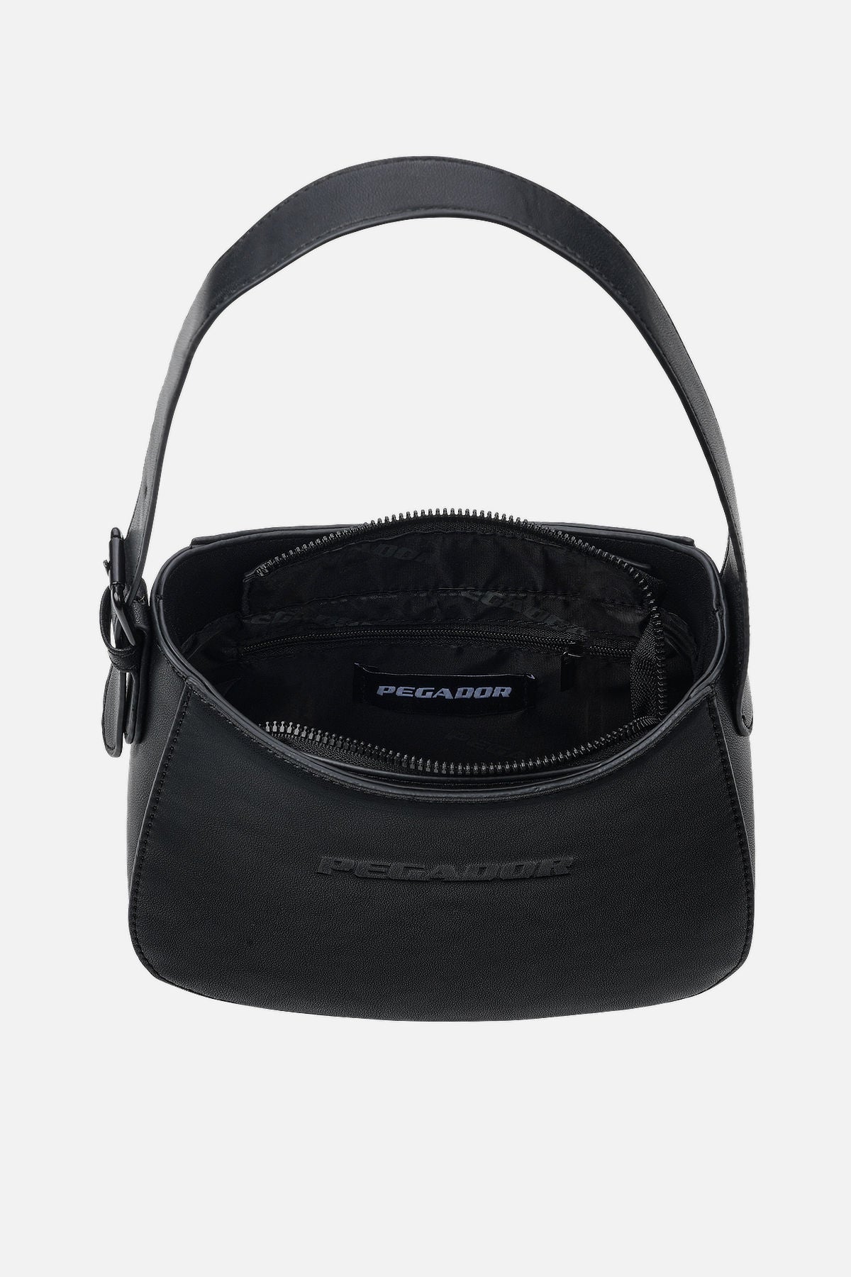 Pegador Mona Logo Faux Leather Handbag Black Detailshot aus der Never Too Late Kollektion für DaHerren