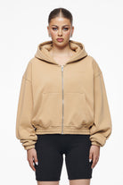 Pegador Valinda Cropped Zip Hoodie Vintage Washed Espresso Gum Hauptansicht aus der Finer Things Kollektion für DaHerren