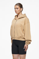 Pegador Valinda Cropped Zip Hoodie Vintage Washed Espresso Gum Seitenansicht aus der Finer Things Kollektion für DaHerren