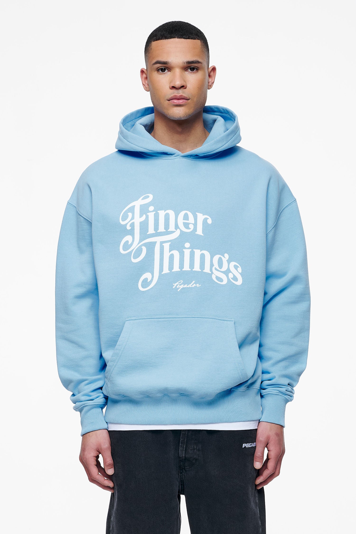 Pegador Kirk Oversized Hoodie Vintage Washed Riviera Blue Hauptansicht aus der Finer Things Kollektion für Herren