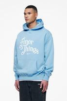 Pegador Kirk Oversized Hoodie Vintage Washed Riviera Blue Seitenansicht aus der Finer Things Kollektion für Herren