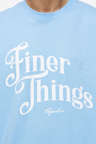 Pegador Kirk Oversized Tee Vintage Washed Riviera Blue Detailshot aus der Finer Things Kollektion für Herren