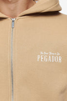 Pegador Leander Oversized Sweat Jacket Vintage Washed Espresso Detailshot aus der Finer Things Kollektion für Herren