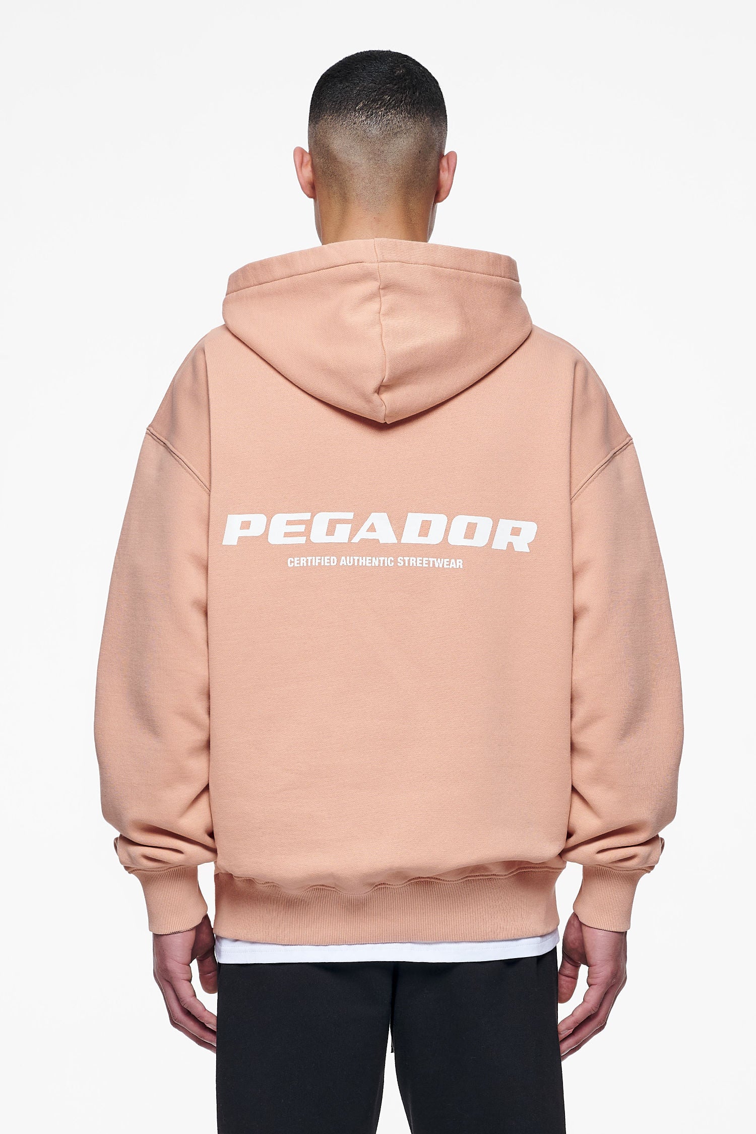 Pegador Colne Logo Oversized Hoodie Vintage Washed Tuscan Rose Hauptansicht aus der Finer Things Kollektion für Herren