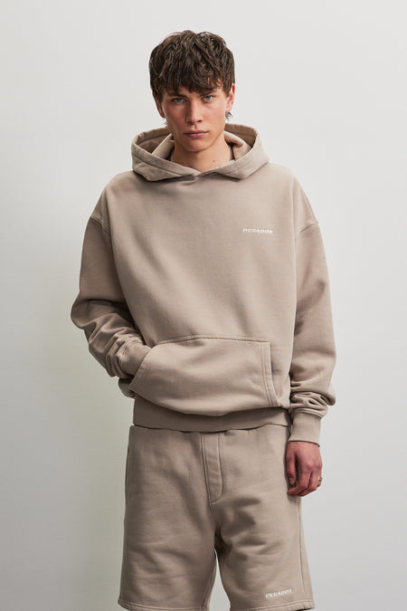 Logo Oversized Hoodie Washed Warm Taupe