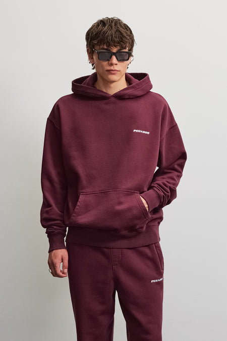 Logo Oversized Hoodie Washed Dark Red