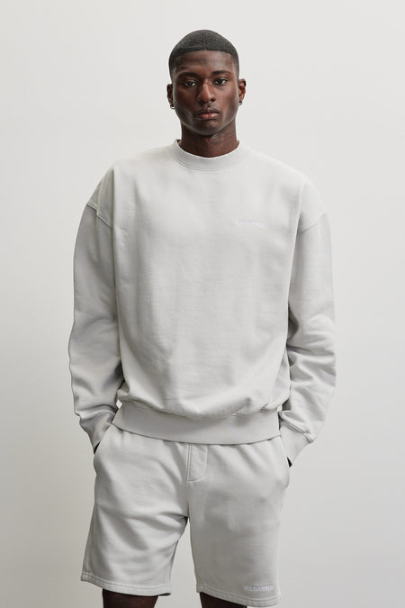 Logo Oversized Sweater Washed Fog Grey