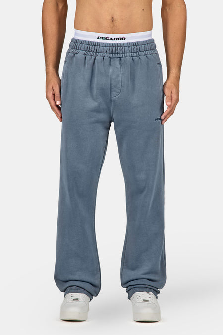 Logo Wide Sweat Pants Vintage Shadow Blue