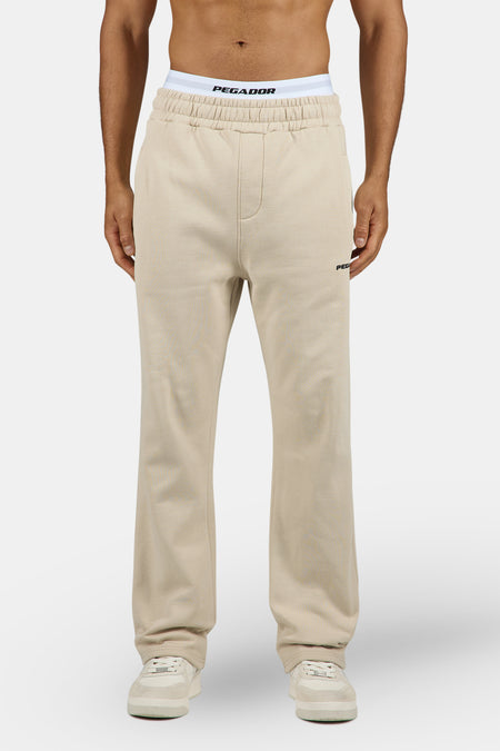 Logo Wide Sweat Pants Washed Stone