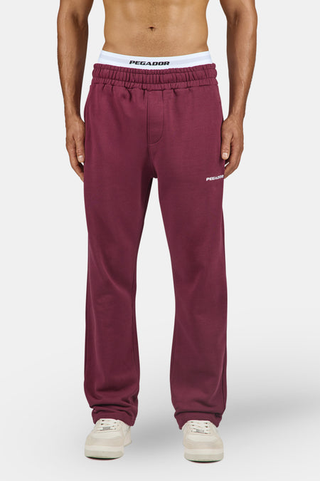 Logo Wide Sweat Pants Washed Maroon Red