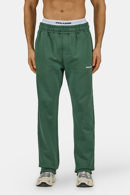 Logo Wide Sweat Pants Washed Solid Green
