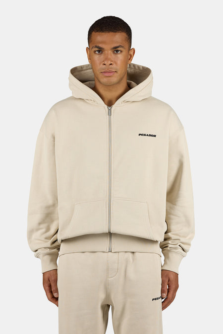 Logo Oversized Sweat Jacket Washed Stone