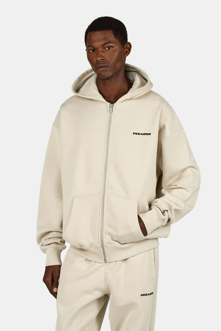 Logo Oversized Sweat Jacket Washed Cozy Beige