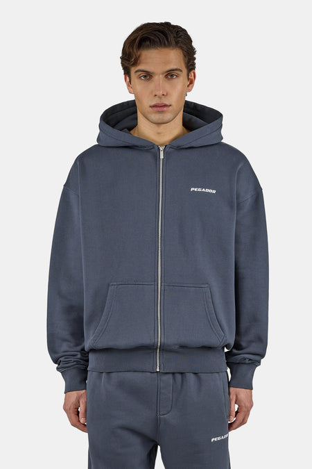 Logo Oversized Sweat Jacket Washed Twilight Blue