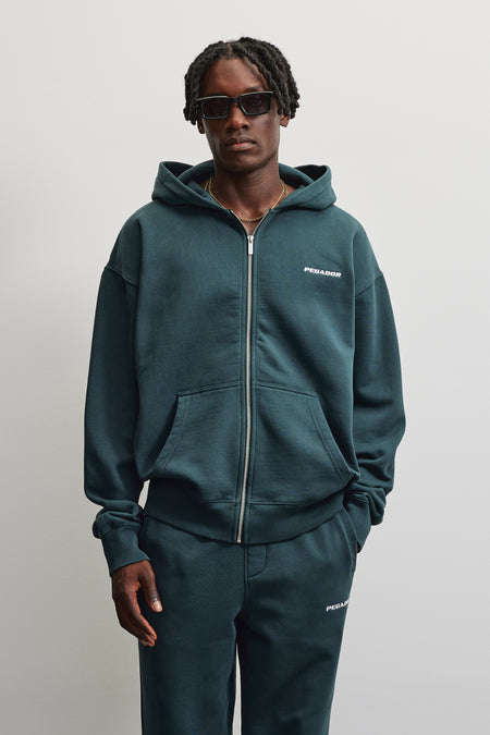 Logo Oversized Sweat Jacket Washed Dark Teal