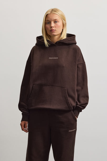 Clarita Logo Oversized Hoodie Deep Brown