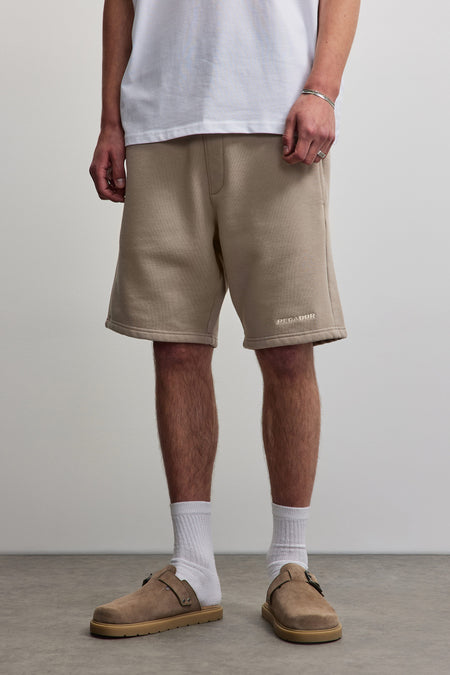 Logo Heavy Sweat Shorts Warm Taupe