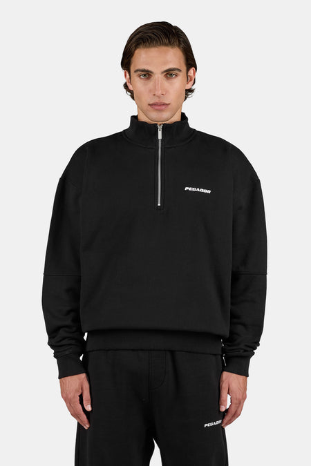 Logo Oversized Half Zip Sweater Washed Black