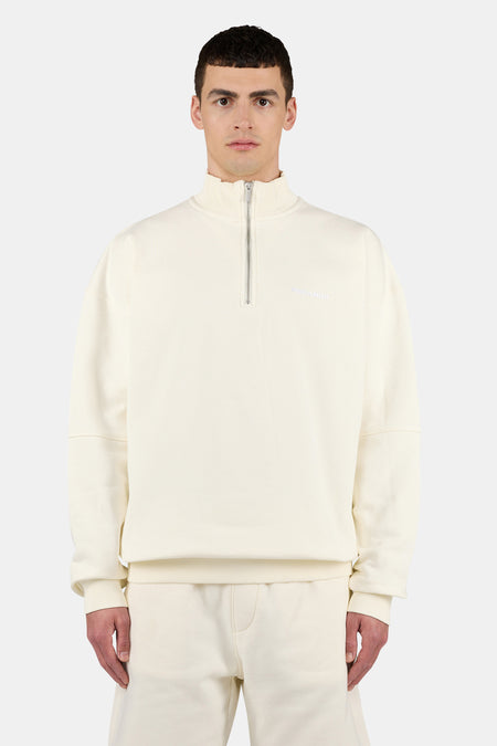 Logo Oversized Half Zip Sweater Washed Unbleached