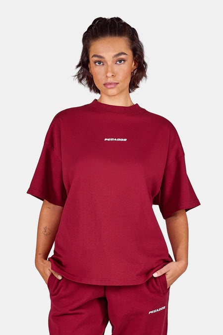 Bracy Heavy Oversized Tee Washed Burgundy Red