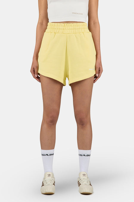 Wiluna High Waisted Sweat Shorts Washed Soft Yellow