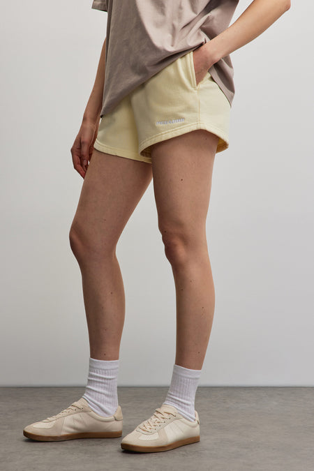 Wiluna High Waisted Sweat Shorts Washed Butter Yellow