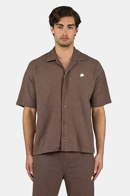 Libco Structured Knit Shirt Cozy Brown