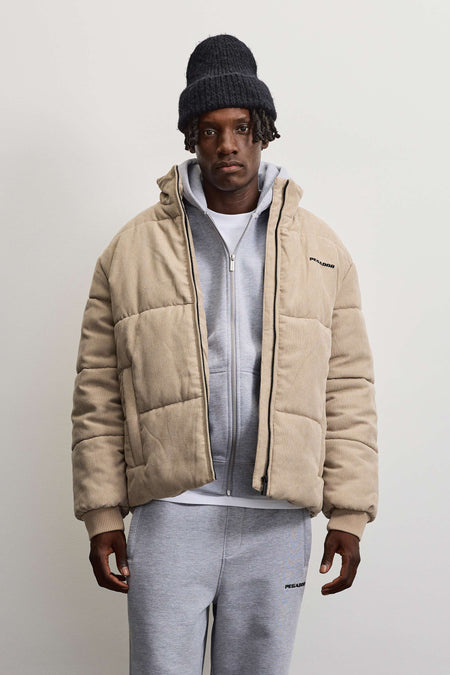Solin Cord Puffer Jacket Beige