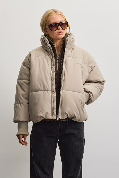 Jara Oversized Boxy Puffer Jacket Beige