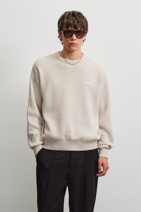 Logo Oversized Knit Sweater Cream